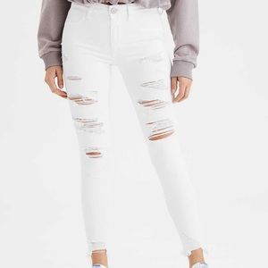 American Eagle White Ripped Jeggings